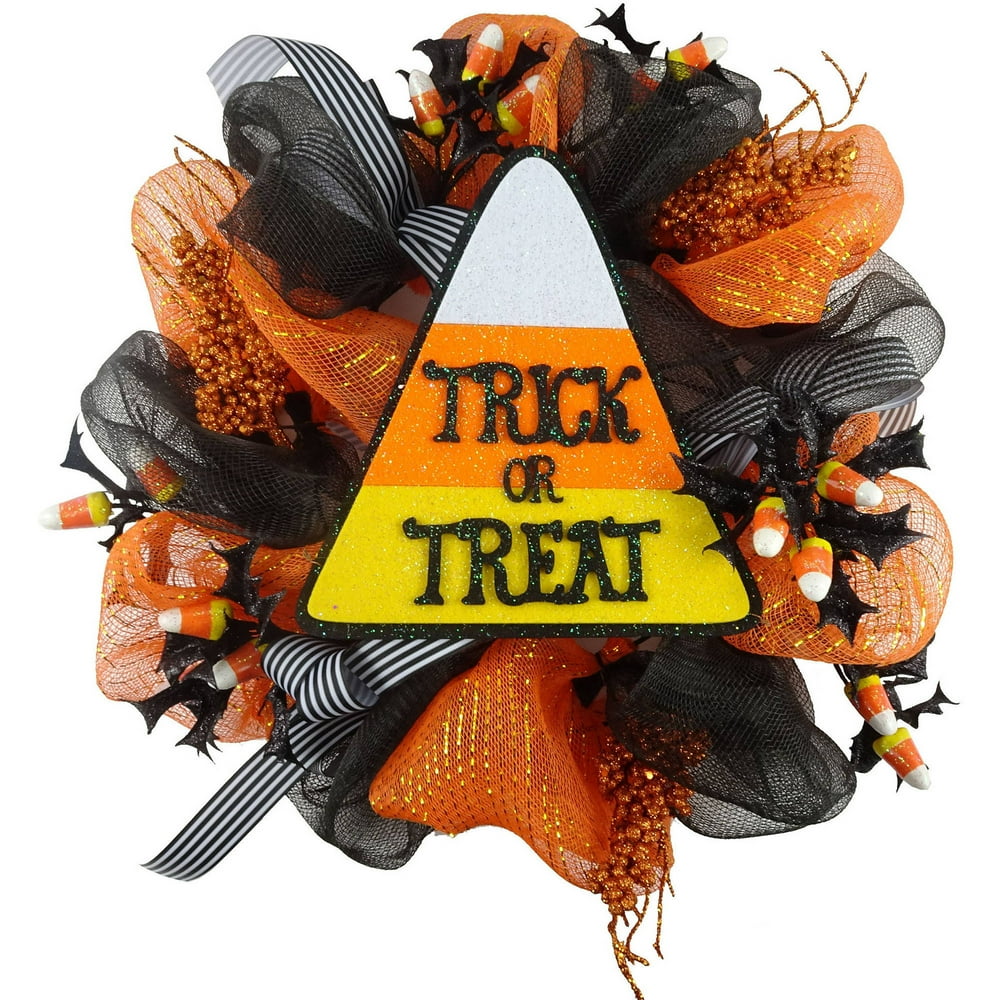Halloweeen Mesh Wreath With Candy Fall Harvest Halloween Decoration