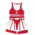 thumbnail image 2 of Gibobby Ropa interior mujer Conjunto de falda a cuadros para mujer con ribete de encaje y falda(Rojo, G), 2 of 5