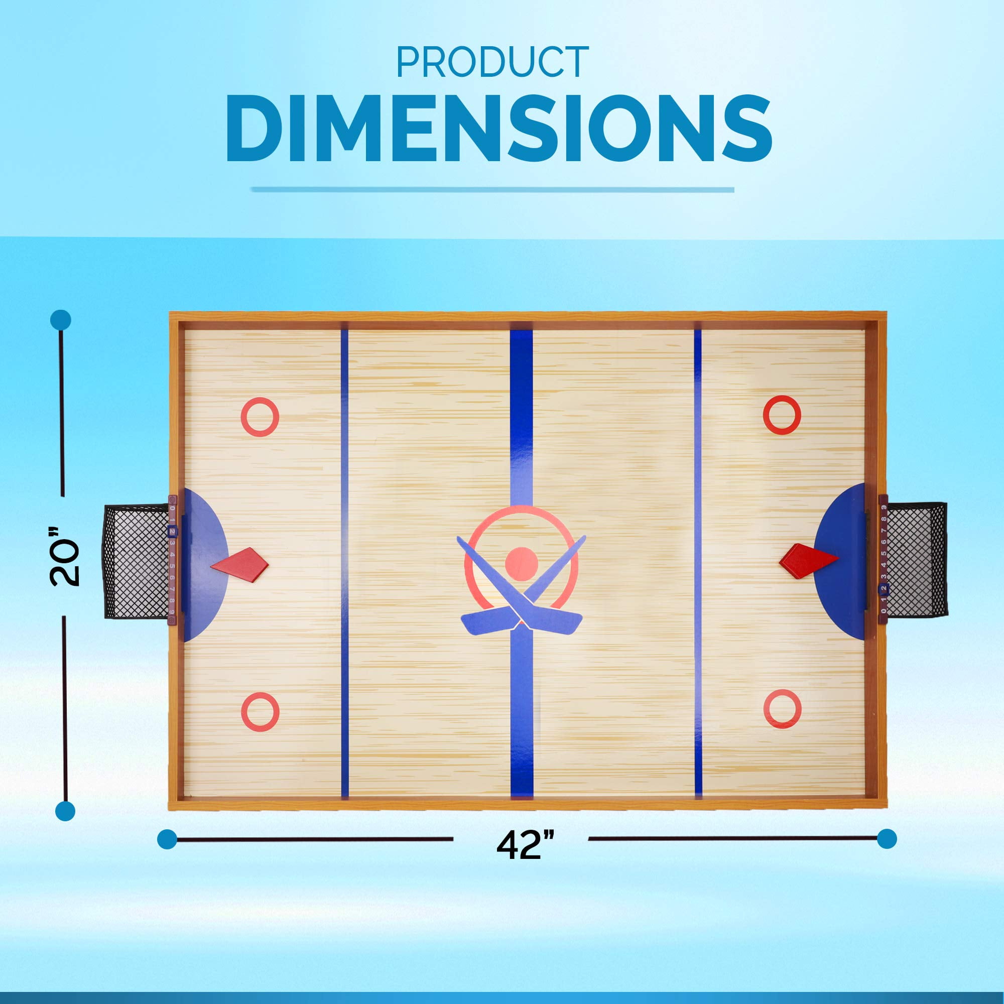 Point Games Tabletop Slap Shot Hockey Game, Super Durable Large Wooden Hockey Board with 2 Hockey Sticks and Pucks, Great Family Game for Ages 4+