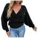 thumbnail image 1 of Suéteres Para Mujer Otoño Invierno Suéter de Punto de Moda Cuello en V Perla Sólido Manga Larga Suéter Tops Odeerbi  ODB175812, 1 of 7