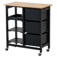 thumbnail image 4 of Kadyn Kitchen Island Cart, Moveable Kitchen Cart with Three Drawers and Three Layers Black Handle, Rolling Bar Cart for Home, Black, 4 of 10