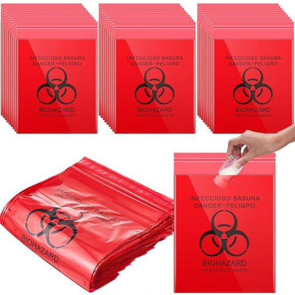 Red Specimen Bag, 11"x15 Inches, 500 Pack by Sponix BioRx