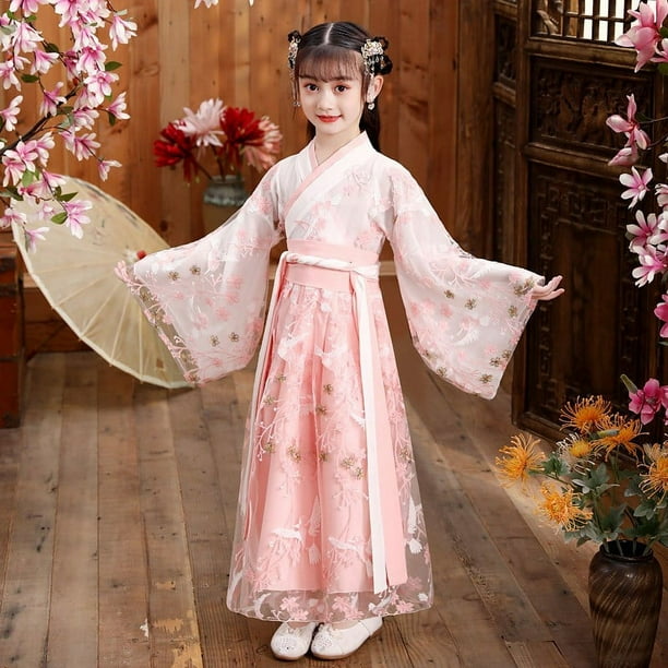 Traje Tang de estilo chino para niñas de otoño e invierno de Hanfu, traje antiguo, vestido de súper hada, vestido estilo princesa para niñas