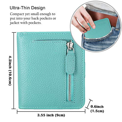 Light Purple FT FUNTOR Small Wallet for Woman with Card Ladies Bifold Zipper Pocket RFID Blocking Leather Wallet Purse 