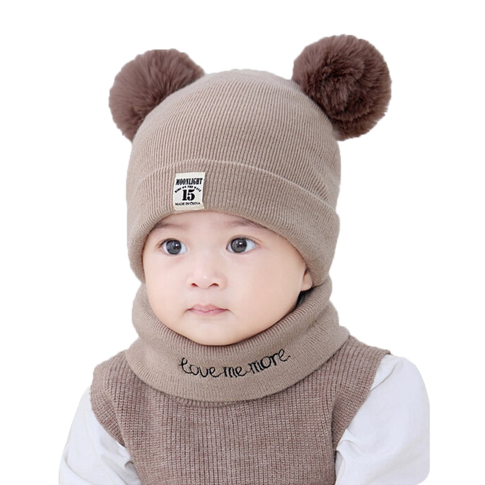 Newborn Baby Boy Girls Winter Warm Double Fur Pom Bobble Knit Beanie Hat Cap Hot 