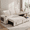 Beige, variant on 85" Grey Chenille Modular 3-seater L-shaped Sectional Sleeper Sofa Bed with Pull Out Bed,USB Ports,Cup Holders,Side Pockets,Armrest Storage