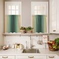 thumbnail image 3 of 3 Piece Kitchen Curtains and Valances Set Green Yellow Ombre Cafe Curtains 36 Inch Length Farmhouse Modern Gradient Art Valance & Tier Curtain for Living Room Bedroom Small Window 54"x18"+27"x36"*2, 3 of 6