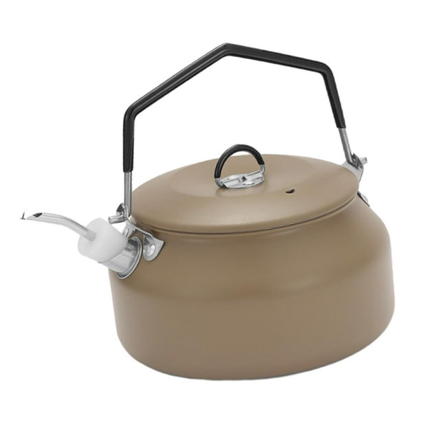 1L Camping Kettle Water Kettle Cookware Teapot Coffee Pot Kettle for Backpacking Khaki