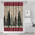 thumbnail image 1 of Rideau de Douche pour Salle de Bain Joyeux Noël Carreaux Rouges Rideau de Bain Imperméable Drôle Crochets Inclus, 72x72 Pouces, 1 of 5