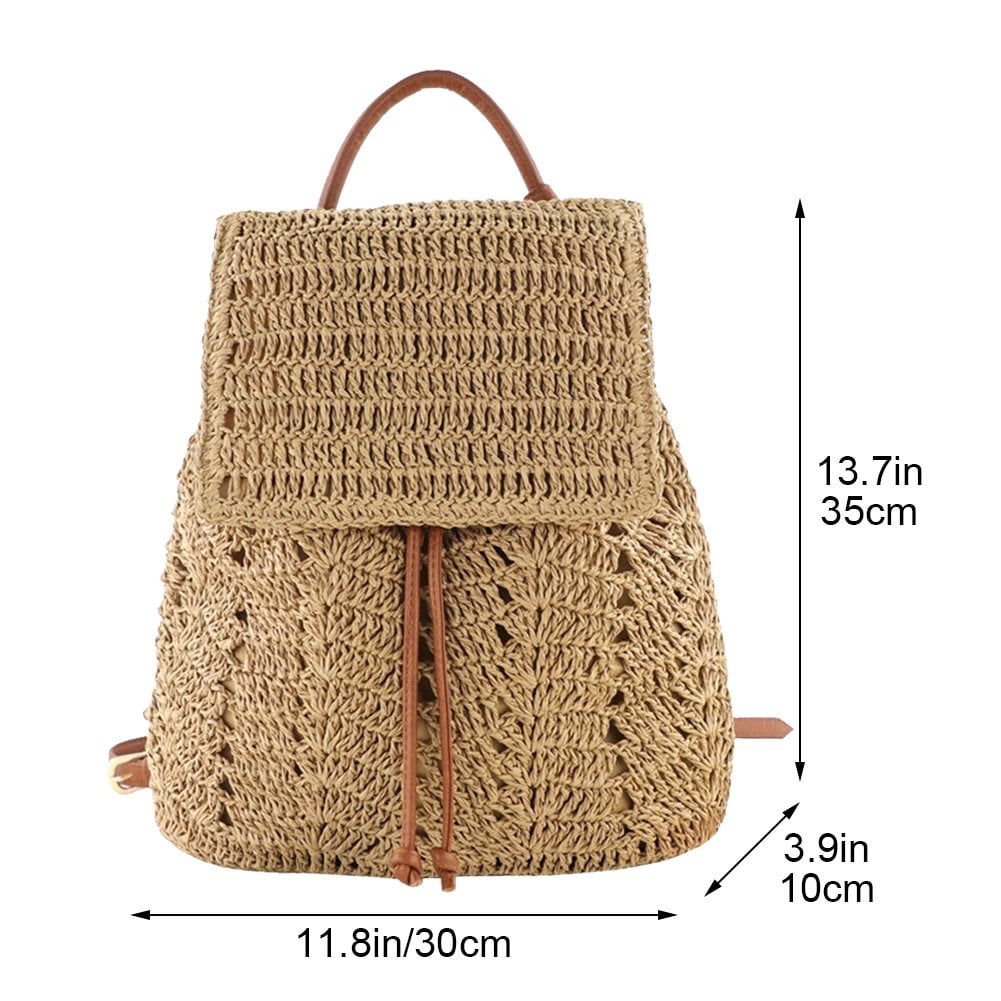 Women's Straw Backpack Summer Boho Bohemian Hollow Shoulder Bag Hobo Crochet Woven Travel Bags for Women Knitted Beach Back Pack