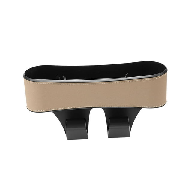Organizador de espacio para asientos de automóvil, caja de almacenamiento para espacio de asiento con portavasos, con tarjeta Beige