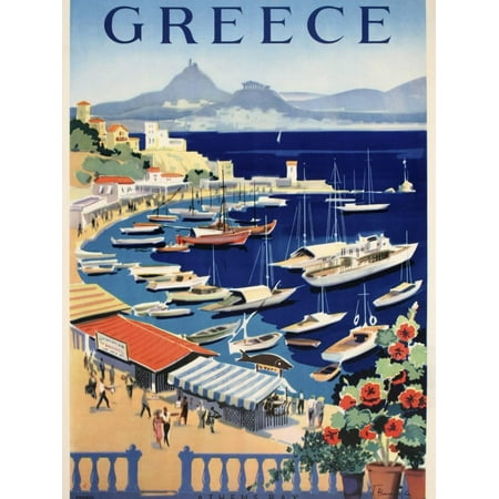 Greece Bay Vintage Travel Advertisement Print Wall Art By Marcus