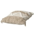 thumbnail image 5 of 16" Handwoven Cotton Throw Pillow Cover with White Dot Pattern and Natural Tassel Fringe Lines, 5 of 7