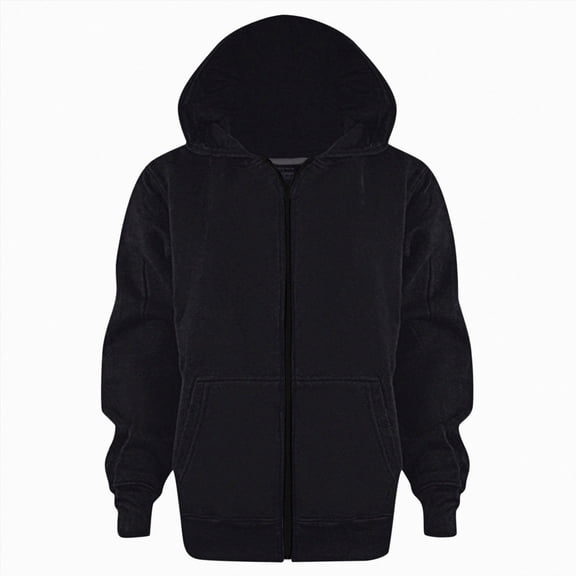 Nwiuh Boys Hoodie Kids Hoodie Youth Solid Classic Hoodies Soft Hooded Full Zip Sweatshirts for Children (Black, 6-7 Years)