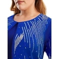 thumbnail image 4 of DYMADE Women Plus Size Hot Drilling Fake Two-piece Silk Elegant Dress, 4 of 4