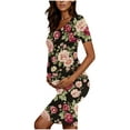 thumbnail image 3 of breaise Floral Side Ruched Maternity Dress for Womens Short Sleeve Bodycon Dress Baby Shower Dress Casual Lounge Pregnancy Dress Daily Wear, 3 of 6