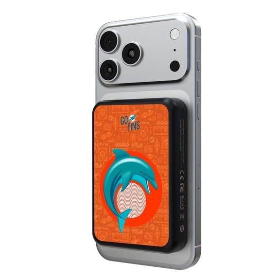 Keyscaper Black Miami Dolphins 5000mAh Wireless Magnetic Power Bank