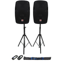 2) Rockville SPG88 8“ Passive 800W DJ PA Speakers 8 Ohm 2) Stands 2) Cables Case