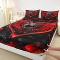 thumbnail image 3 of Feelyou Red Angel Wing Full Size Sheets, Happy Anniversary Bed Sheets, 4-Piece, 3 of 7