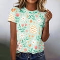 thumbnail image 2 of KDDYLITQ Women Easter Tops Short Sleeve Bunny Egg Hunt Print Cute Tees Crew Neck Polka Dot Eggs Casual T-Shirts Carrots Funny Holiday Blouse Mint Green M, 2 of 5