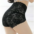 thumbnail image 5 of VISALY Sheer Lace High-Waist Panties: Plus Size Comfort Waistband, Delicate Intimatewear, Black,M, 5 of 7