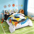 thumbnail image 2 of Manfei Sport Twin Bedding, Graffiti Soccer Bedding Comforter Set, White Blue Yellow, Black Reversible 7 Pieces, 2 of 6