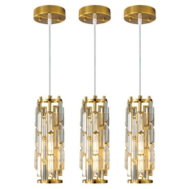 ZHLWIN Pendant Lights Modern Gold Light Mini Crystal Chandelier Lighting for Kitchen Island Dinning Room Bedroom Sink, 3-Pack