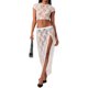 thumbnail image 1 of Faldas largas Conjunto de falda de encaje de 2 piezas para mujer Traje de vacaciones transparente con cuello redondo (Blanco L) Ygjytge Blanco T L para Mujer, 1 of 9