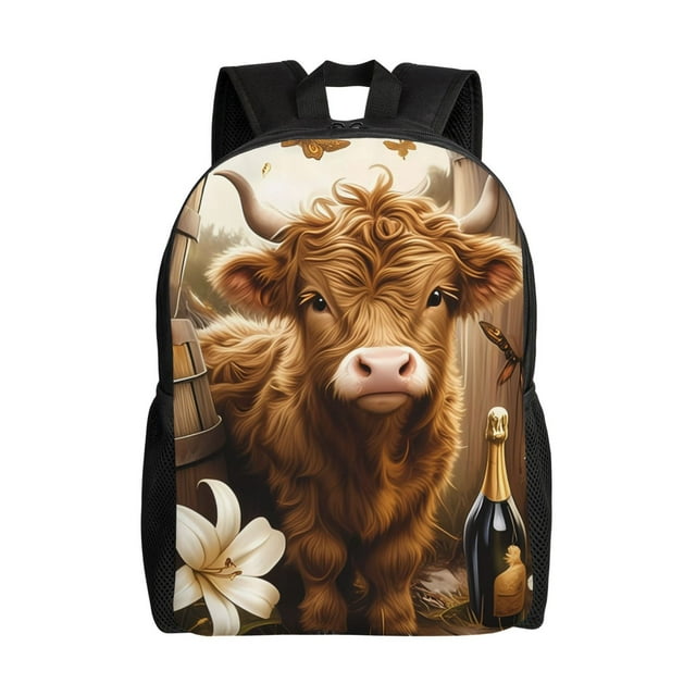 Easygdp Adorable Calf Butterflies Champagne Versatile and Stylish Backpack: Comfort, Storage, and Durability for College,Work, Travel, and Everyday Use