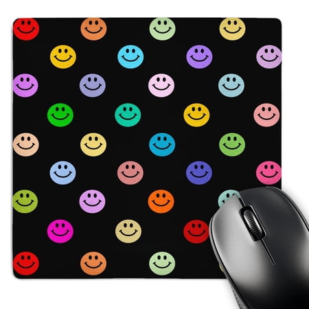 3dRose  Rainbow smiling face pattern - colorful smilies - Multicolor happy smilings polka dots on black  MousePad price history on PriceWatchPro