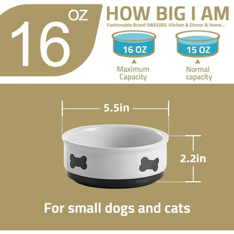 SWEEJAR Ceramic Dog Bowls with Bone Pattern Dog Food Dish for