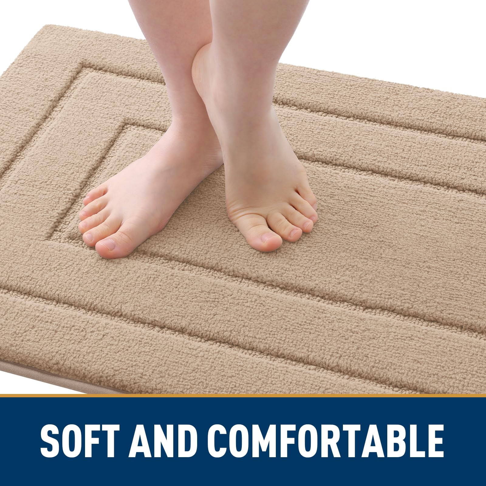 Buganda Door Mat for Inside, Absorbs Moisture and Low Profile Doormat Outdoor, Dirt Trapper Rugs for Entryway, 20"x30", Beige
