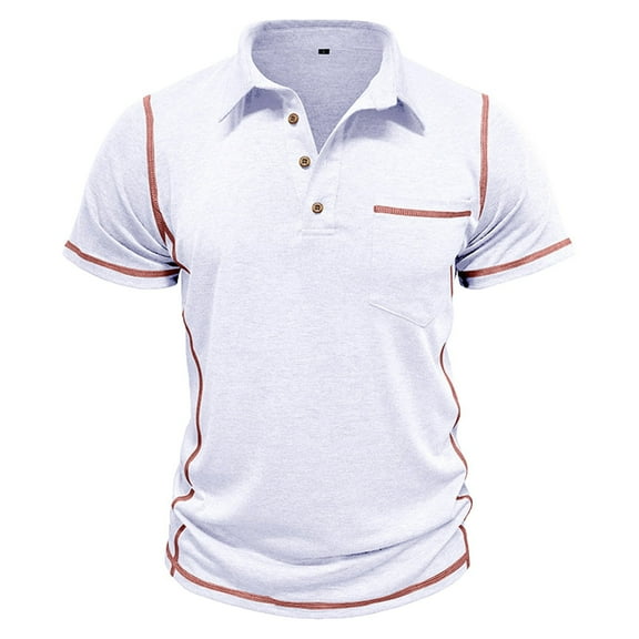 Kaemgyyd Shirts for Men with Pockets Loose Short Sleeve Lightweight Golf Top Summer Fashion Color Block Casual Tee