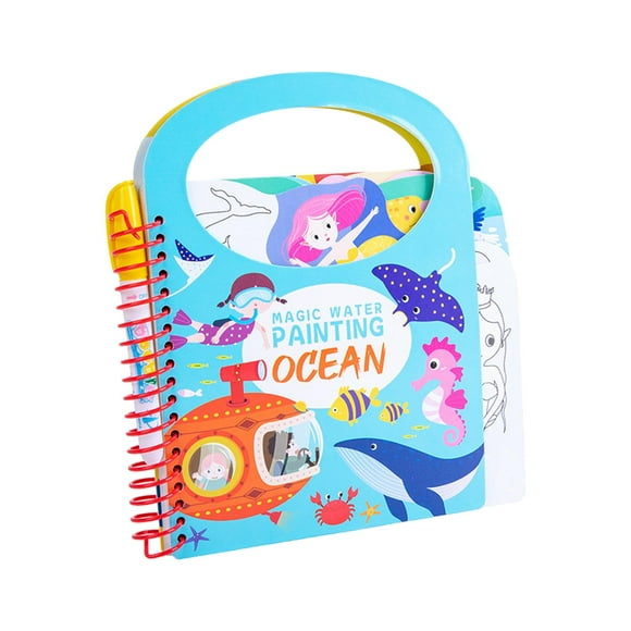 Water Colouring Book Paint Reusable DIY Painting Activity Books for Beginners Sea Animal