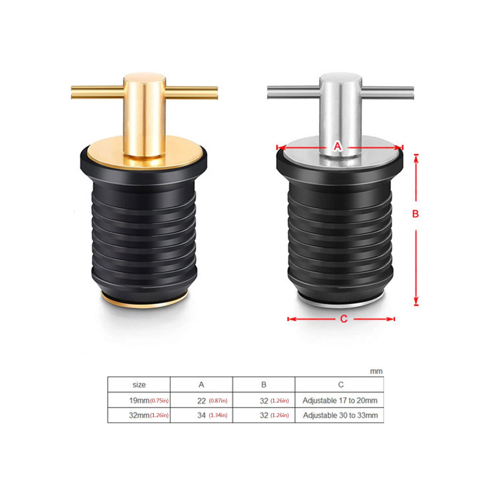 Yihuala 2 Pieces T-Handle Drain Plug Rubber Scupper Plugs Twist-Turn Marine Drain Plug Kayak Accessories