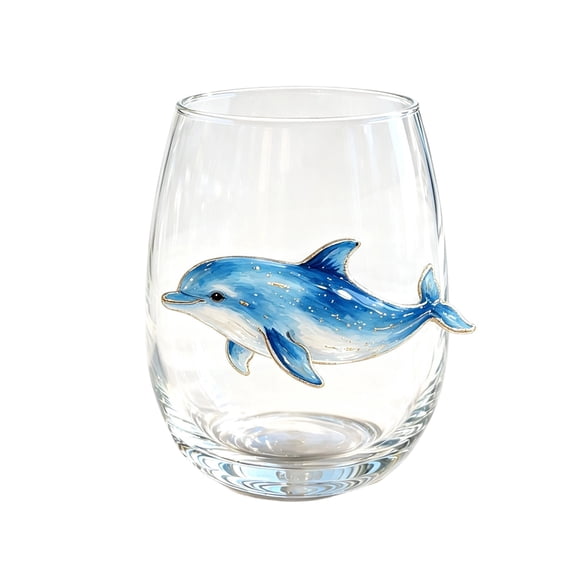 Ocean Animal Stemless Drinking Glasses 3.97in, Coastal Sea Creature Printed Cups, Decorative Beach Home Kitchen Bar Tumbler Decor,G by XSAOP