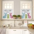 thumbnail image 4 of Easter Colorful Bunny Peeps Kitchen Curtain Valance and Tier Set, Simple White Backdrop Short Half Window Treatments Rod Pocket Curtain Panels for Bedroom Living Room, 54x18 Valance 55x36 Tier, 4 of 6