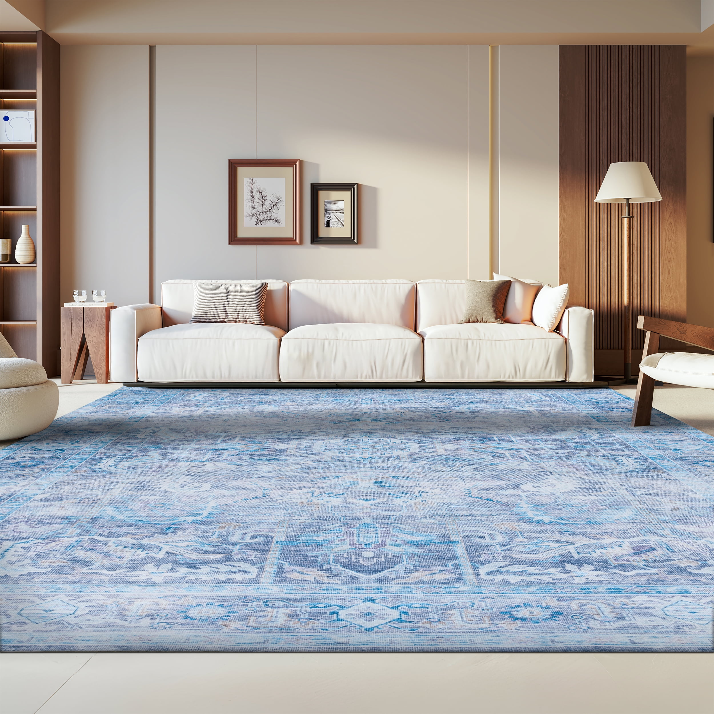 SAFAVIEH Tucson Hollie Traditional Machine Washable Area Rug, 5' x 8', Purple/Blue