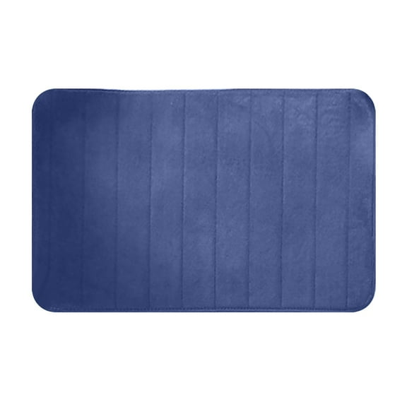 Tkrady Memory Foam Bath Mat Large Size 31.5 by 20 Inches, Soft and Comfortable, Super Water Absorption, Non-Slip, Thick, Machine Wash, Easier to Dry for Bathroom Floor Rug, Blue