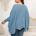 thumbnail image 5 of UYISJ Womens Sweaters Plus Size Crochet Top Off The Shoulder Sweater Oversized Tops Long Batwing Sleeve Pullover Blouses Top Blue 3XL, 5 of 5