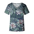 thumbnail image 4 of Camiseta informal para mujer con estampado floral y cuello en V, manga corta, jersey, blusa, tops Fridja  zx3984, 4 of 5