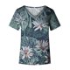 thumbnail image 4 of Camiseta informal para mujer con estampado floral y cuello en V, manga corta, jersey, blusa, tops Fridja  zx3982, 4 of 5