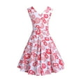 thumbnail image 3 of IROINNID Women's A-Line Dress V-Neck Sleeveless Comfy Vintage Regular Party Swing Dress Printed Knee-Length Dress, 3 of 6