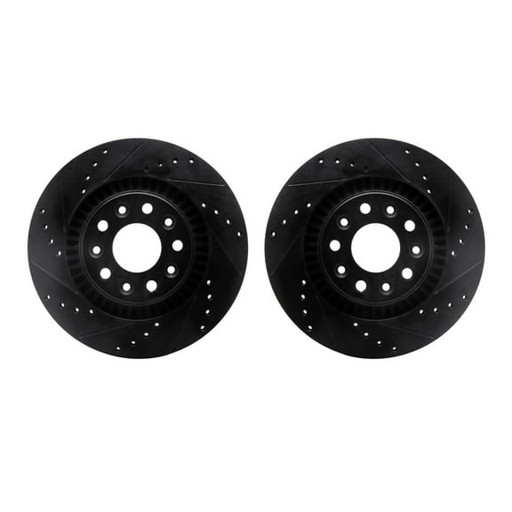 Dynamic Friction Company Front Brake Rotors-Drilled and Slotted-Black 8002-54134