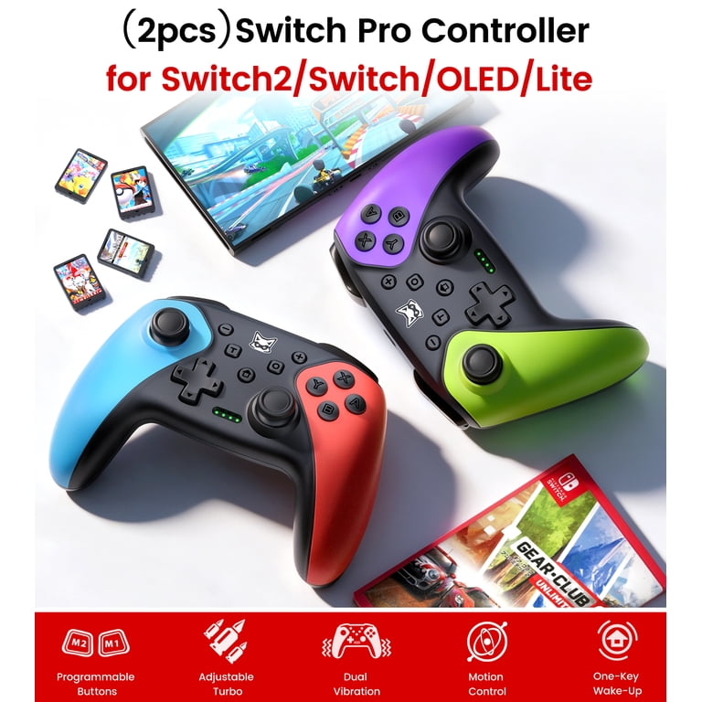Beboncool Wireless Switch Pro Controller, 2 Pack, Nintendo Switch