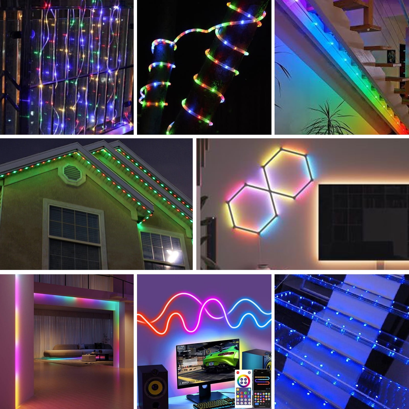 Pinegreen Lighting CL-TRL12RGB 12 ft. Plug-in LED RGB Color Changing Rope Light with Remote Control