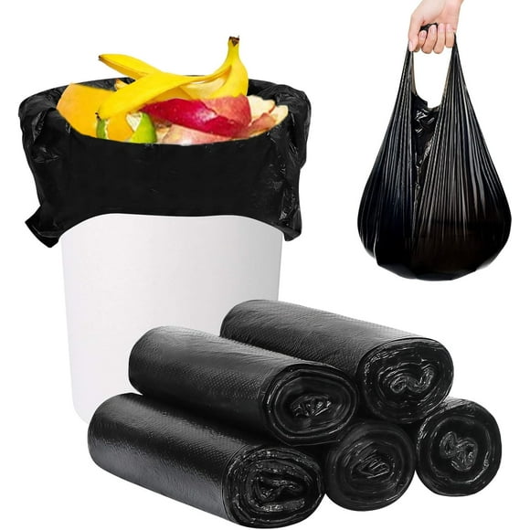 FYY Trash Bags, Garbage Bags, 5 Rolls 100 counts 6 Gallon [Extra Thick][Leak Proof] Rubbish Bags Wastebasket Bin Liners for Home Office Trash Can Black