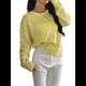 thumbnail image 3 of Suéteres de Cuello Redondo de Punto Extragrandes para Mujer Amarillo M, 3 of 7