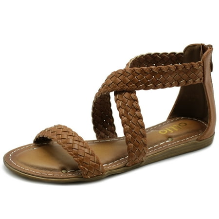 

Ollio Women s Shoes Cross Braided Multi Color Flat Sandals M1965