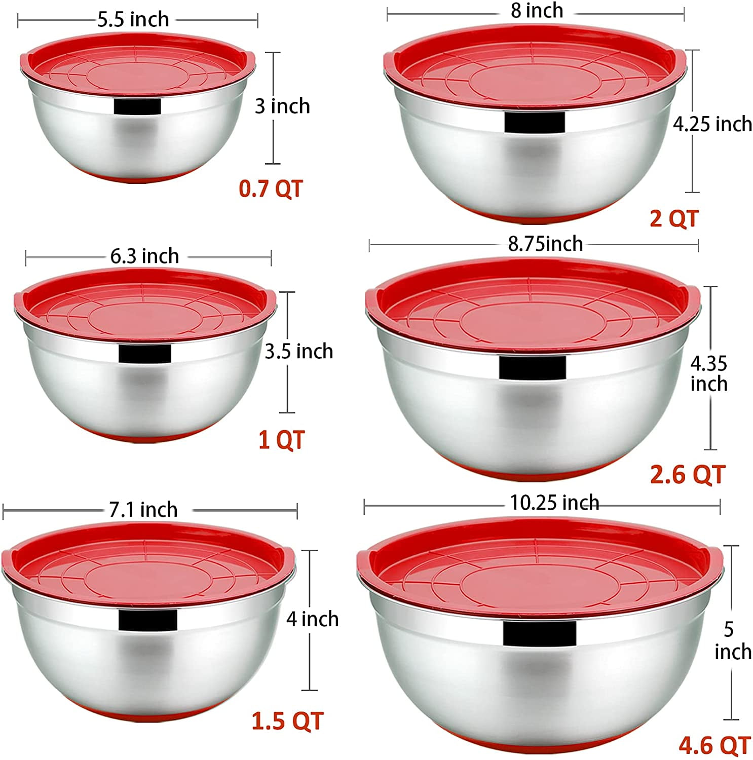 Met Lux 6 qt Stainless Steel Premium German Mixing Bowl - 1 Count Box, Size: 5.6 qt